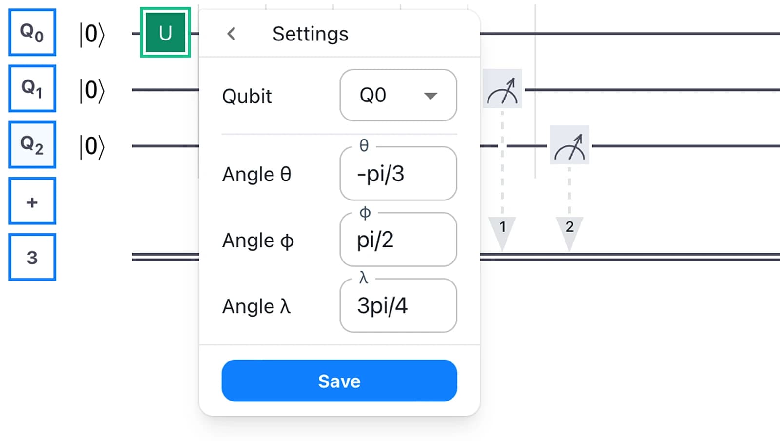 Quantum gate settings